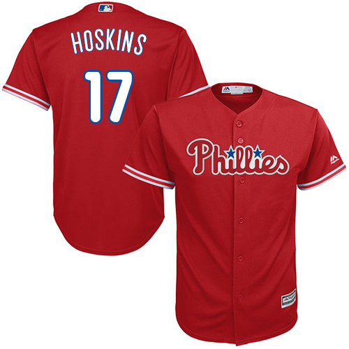 Philadelphia Phillies #17 Rhys Hoskins Red Cool Base Stitched Youth Jersey Youth
