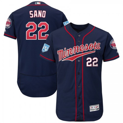 Minnesota Twins #22 Miguel Sano Navy 2019 Spring Training Flex Base Stitched Jersey Men's