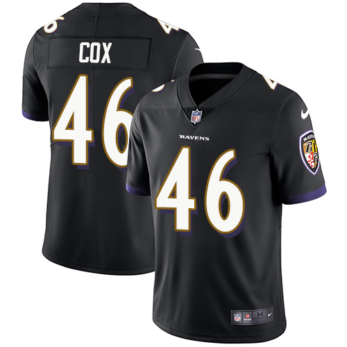 Baltimore Ravens #46 Morgan Cox Black Alternate Men's Stitched Vapor Untouchable Limited Jersey Men's