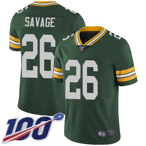 Packers #26 Darnell Savage Green Team Color Men's Stitched 100th Season Vapor Limited Jersey