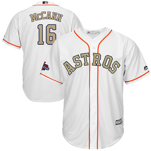 Houston Astros #16 Brian McCann White 2018 Gold Program Cool Base Stitched Jersey Men's