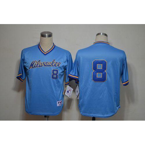 Milwaukee Brewers #8 Ryan Braun Blue 1982 Turn Back The Clock Stitched Jersey Men's