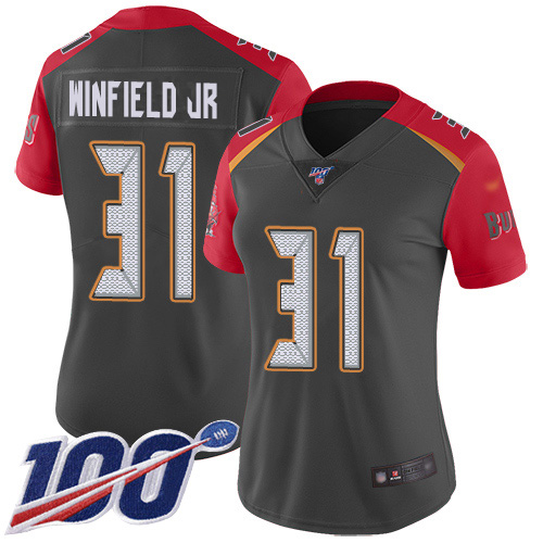 Tampa Bay Buccaneers #31 Antoine Winfield Jr. Gray Women's Stitched Limited Inverted Legend 100th Season Jersey Womens