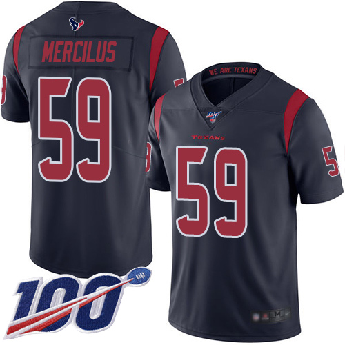 Houston Texans #59 Whitney Mercilus Navy Blue Men's Stitched Limited Rush 100th Season Jersey Men's