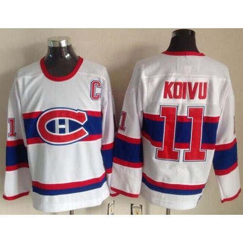 Montreal Canadiens #11 Saku Koivu White CCM Throwback Stitched Jersey Men's