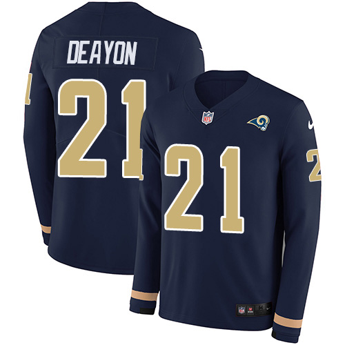 Los Angeles Rams #21 Donte Deayon Navy Blue Team Color Men's Stitched Limited Therma Long Sleeve Jersey Men's
