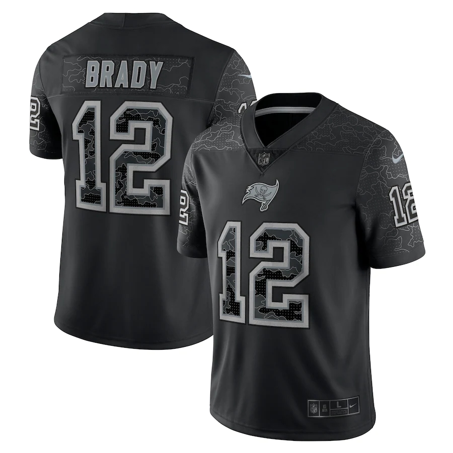 Tampa Bay Buccaneers #12 Tom Brady Black Men's Black Reflective Limited Jersey