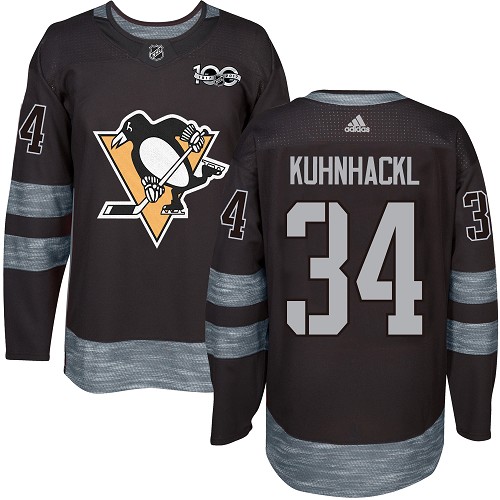 Adidas Pittsburgh Penguins #34 Tom Kuhnhackl Black 1917-2017 100th Anniversary Stitched Jersey Men's