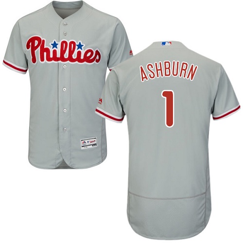 Philadelphia Phillies #1 Richie Ashburn Grey Flexbase Authentic Collection Stitched Jersey Men's