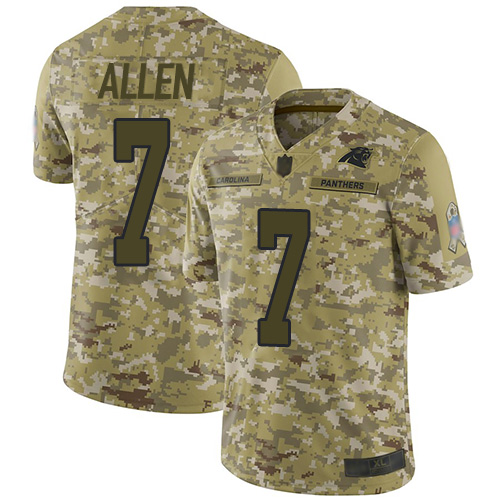 Carolina Panthers #7 Kyle Allen Camo Youth Stitched Limited 2018 Salute to Service Jersey Youth