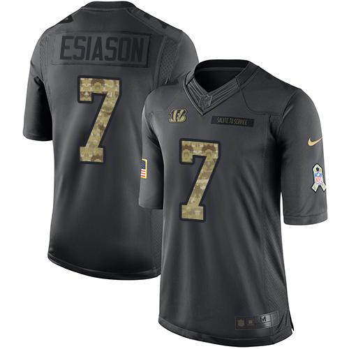 Cincinnati Bengals #7 Boomer Esiason Black Youth Stitched Limited 2016 Salute to Service Jersey Youth