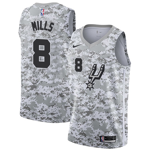 San Antonio Spurs #8 Patty Mills White Camo Swingman Earned Edition Jersey Mens