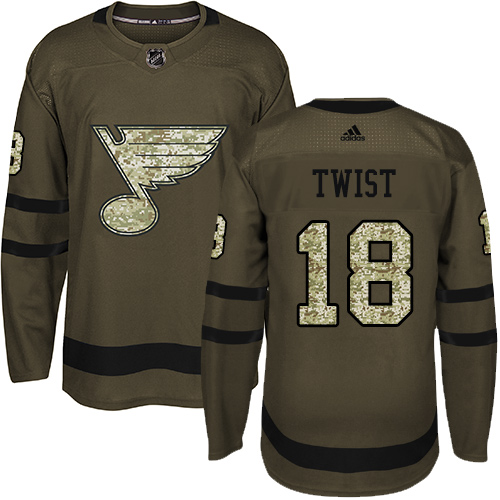 Adidas St. Louis Blues #18 Tony Twist Green Salute to Service Stitched Jersey Men's