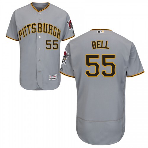 Pittsburgh Pittsburgh Pirates #55 Josh Bell Majestic Road Flex Base Authentic Collection Jersey Gray Men's
