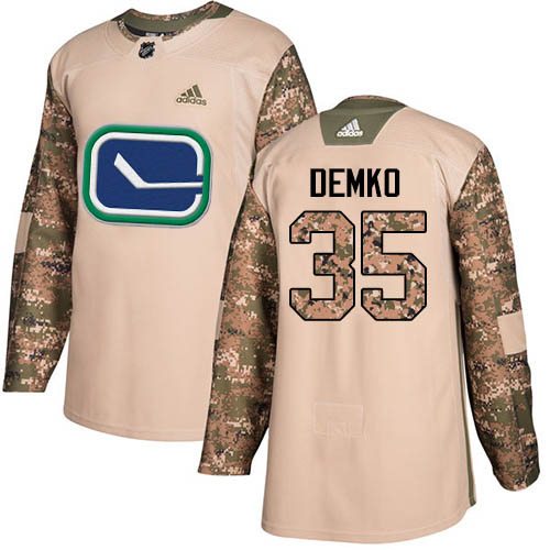 Adidas Vancouver Canucks #35 Thatcher Demko Camo Authentic 2017 Veterans Day Stitched Jersey Men's