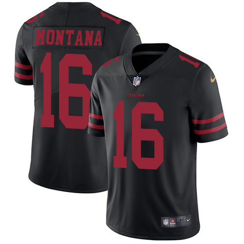 49ers #16 Joe Montana Black Alternate Men's Stitched Vapor Untouchable Limited Jersey