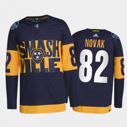 Adidas Nashville Predators #82 Tommy Novak Men's 2022 Stadium Series Authentic Jersey - Navy Men's