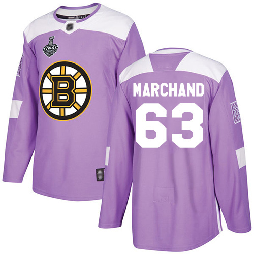 Adidas Boston Bruins #63 Brad Marchand Purple Authentic Fights Cancer Stanley Cup Final Bound Stitched Jersey Men's