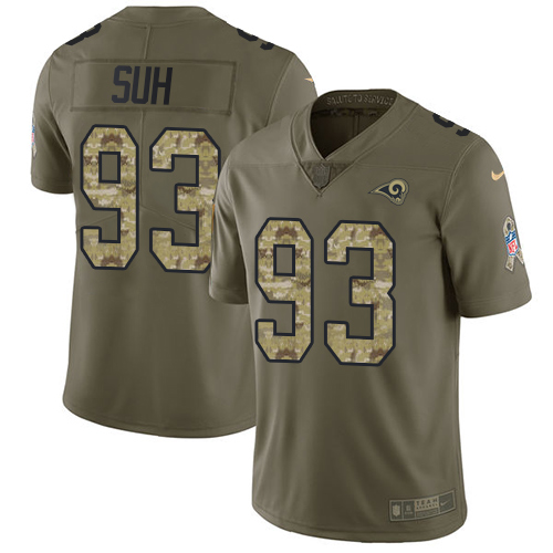 Los Angeles Rams #93 Ndamukong Suh Olive/Camo Youth Stitched Limited 2017 Salute to Service Jersey Youth