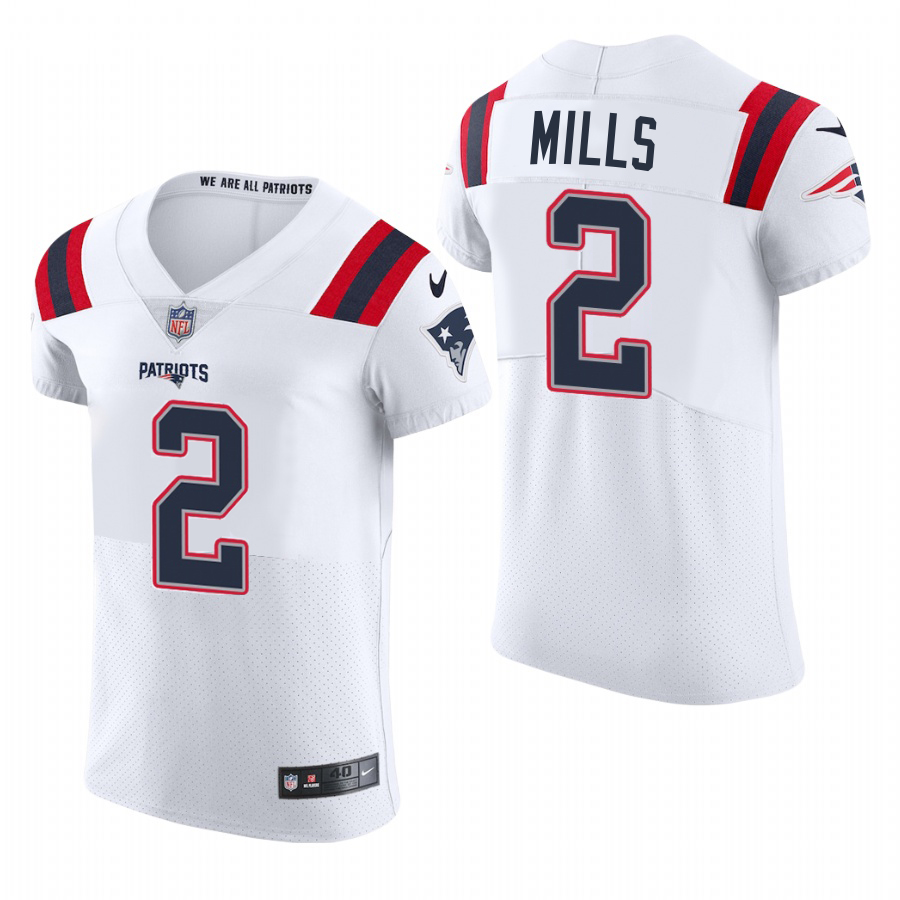 New England Patriots #2 Jalen Mills Men's White Team Color Men's Stitched 2020 Vapor Untouchable Elite Jersey