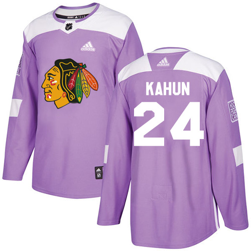 Adidas Chicago Blackhawks #24 Dominik Kahun Purple Authentic Fights Cancer Stitched Jersey Men's