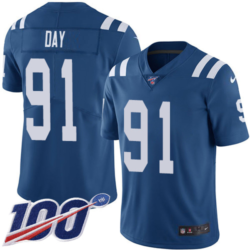 Indianapolis Colts #91 Sheldon Day Royal Blue Team Color Youth Stitched 100th Season Vapor Untouchable Limited Jersey Youth