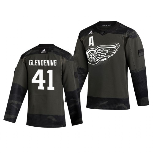 Detroit Detroit Red Wings #41 Luke Glendening Adidas 2019 Veterans Day Men's Authentic Practice Jersey Camo Men's