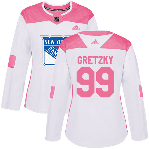 Adidas New York Rangers #99 Wayne Gretzky White/Pink Authentic Fashion Women's Stitched Jersey Womens