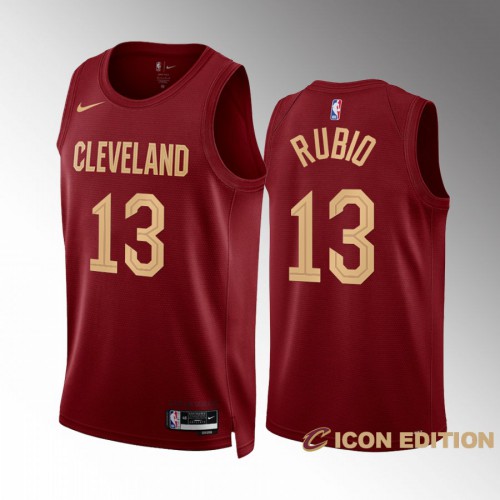 Cleveland Cleveland Cavaliers #13 Ricky Rubio Mens Wine 2022-23 Icon Edition Jersey Mens