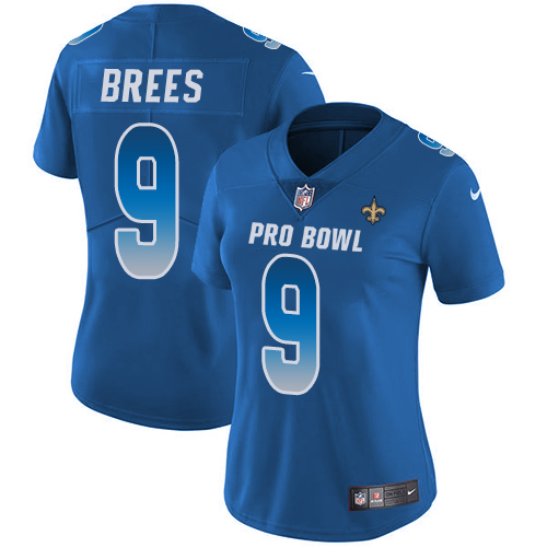 Saints #9 Drew Brees Royal Women's Stitched Limited NFC 2018 Pro Bowl Jersey