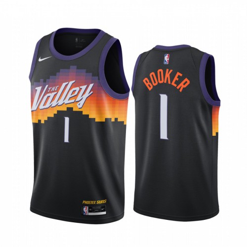 Phoenix Suns #1 Devin Booker Black Swingman 2020-21 City Edition Jersey Mens