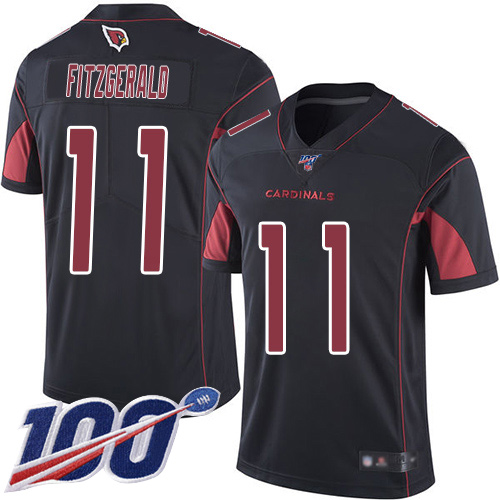 Cardinals #11 Larry Fitzgerald Black Men's Stitched Limited Rush 100th Season Jersey
