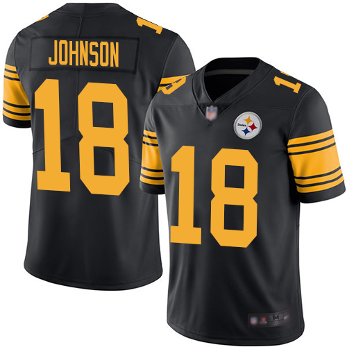 Pittsburgh Steelers #18 Diontae Johnson Black Men's Stitched Limited Rush Jersey Men's