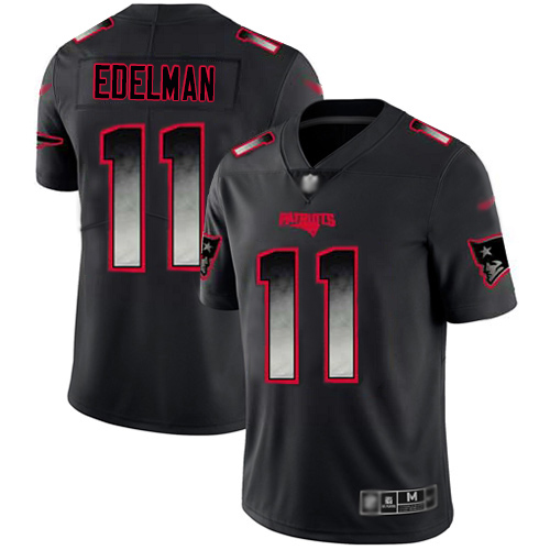 Patriots #11 Julian Edelman Black Men's Stitched Vapor Untouchable Limited Smoke Fashion Jersey