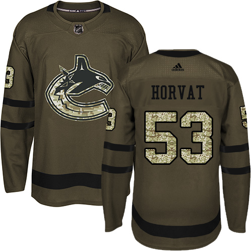 Adidas Vancouver Canucks #53 Bo Horvat Green Salute to Service Youth Stitched Jersey Youth