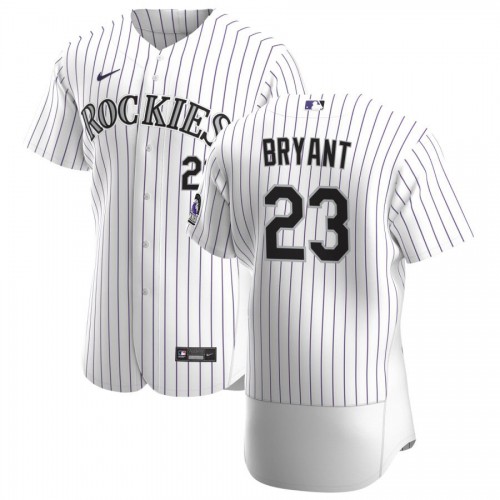 Colorado Colorado Rockies #23 Kris Bryant Men's White Home 2020 Authentic Player Jersey Men's