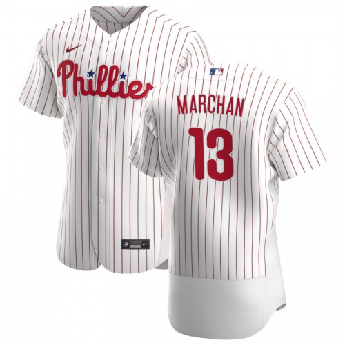 Philadelphia Philadelphia Phillies #13 Rafael Marchan Men's White Home 2020 Authentic Player Jersey Men's