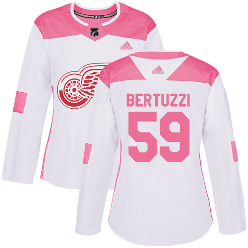 Adidas Detroit Red Wings #59 Tyler Bertuzzi White/Pink Authentic Fashion Women's Stitched Jersey Womens
