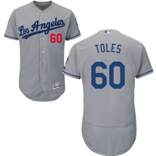 Los Angeles Dodgers #60 Andrew Toles Grey Flexbase Authentic Collection Stitched Jersey Men's