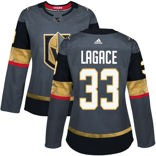 Adidas Golden Vegas Golden Knights #33 Maxime Lagace Grey Home Authentic Women's Stitched Jersey Womens