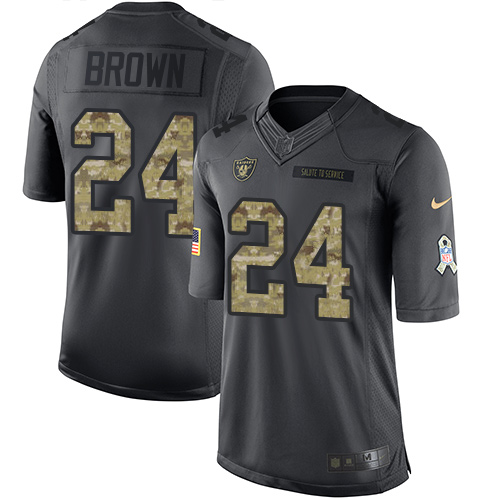 Las Vegas Raiders #24 Willie Brown Black Men's Stitched Limited 2016 Salute To Service Jersey Men's