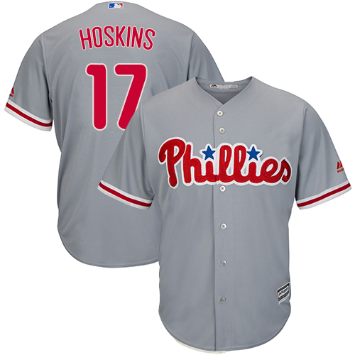 Philadelphia Phillies #17 Rhys Hoskins Grey Cool Base Stitched Youth Jersey Youth