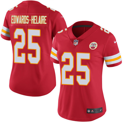 Chiefs #25 Clyde Edwards-Helaire Red Team Color Women's Stitched Vapor Untouchable Limited Jersey