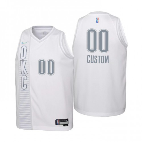Oklahoma City Thunder Custom Youth White 2021/22 Swingman Jersey - City Edition