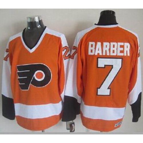 Philadelphia Flyers #7 Bill Barber Orange CCM Throwback Stitched Jersey Men's