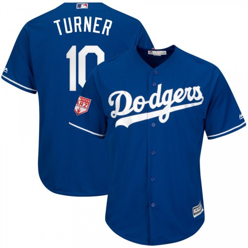Los Angeles Dodgers #10 Justin Turner Royal 2019 Spring Training Cool Base Stitched Jersey Men's