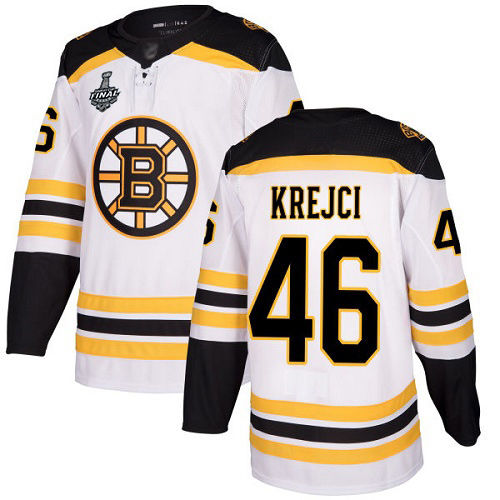 Adidas Boston Bruins #46 David Krejci White Road Authentic Stanley Cup Final Bound Stitched Jersey Men's