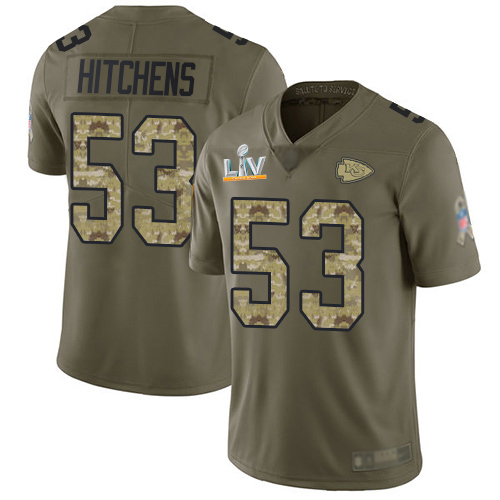Kansas City Chiefs #53 Anthony Hitchens Olive/Camo Men's Super Bowl LV Bound Stitched Limited 2017 Salute To Service Jersey Men's