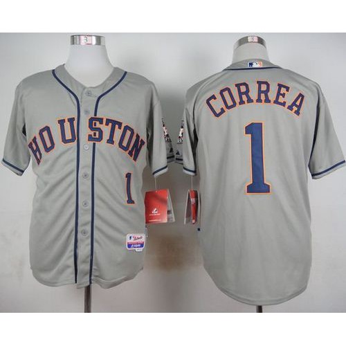 Houston Astros #1 Carlos Correa Grey Cool Base Stitched Jersey Men's