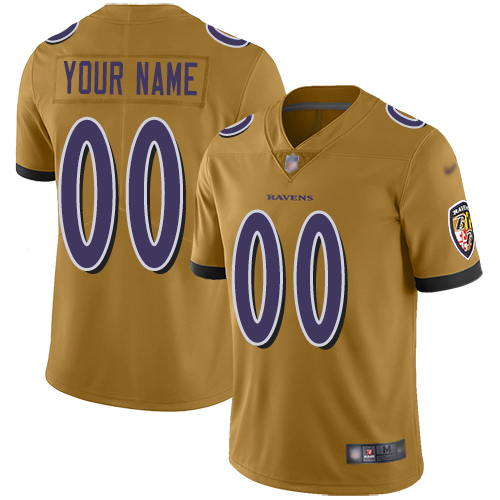 Baltimore Ravens Customized Gold Men's Stitched Limited Inverted Legend Jersey